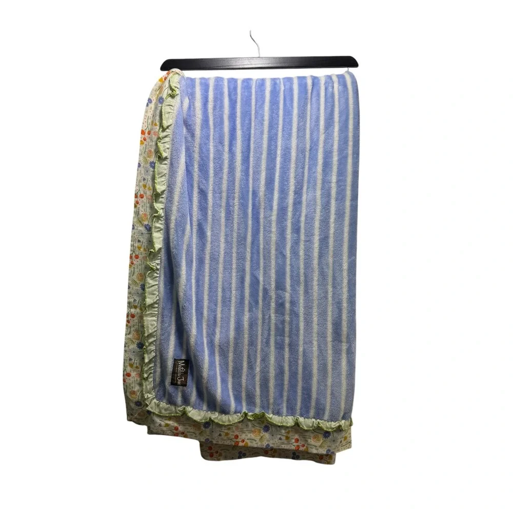 Matilda Jane Throw Blanket Botanical Striped Fleece Ruffle Floral 60